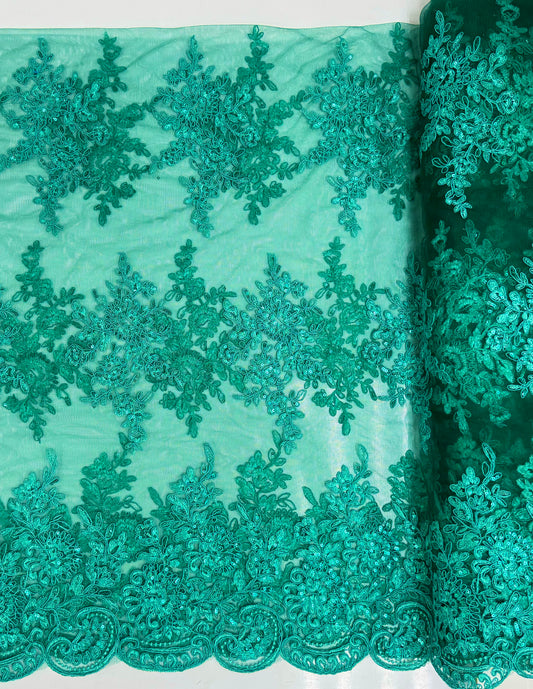 Embroidered Tulle - Green