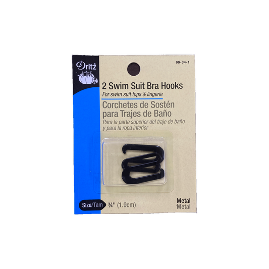 2 Swim Suit Bra Hooks (Black) 3/4 inch