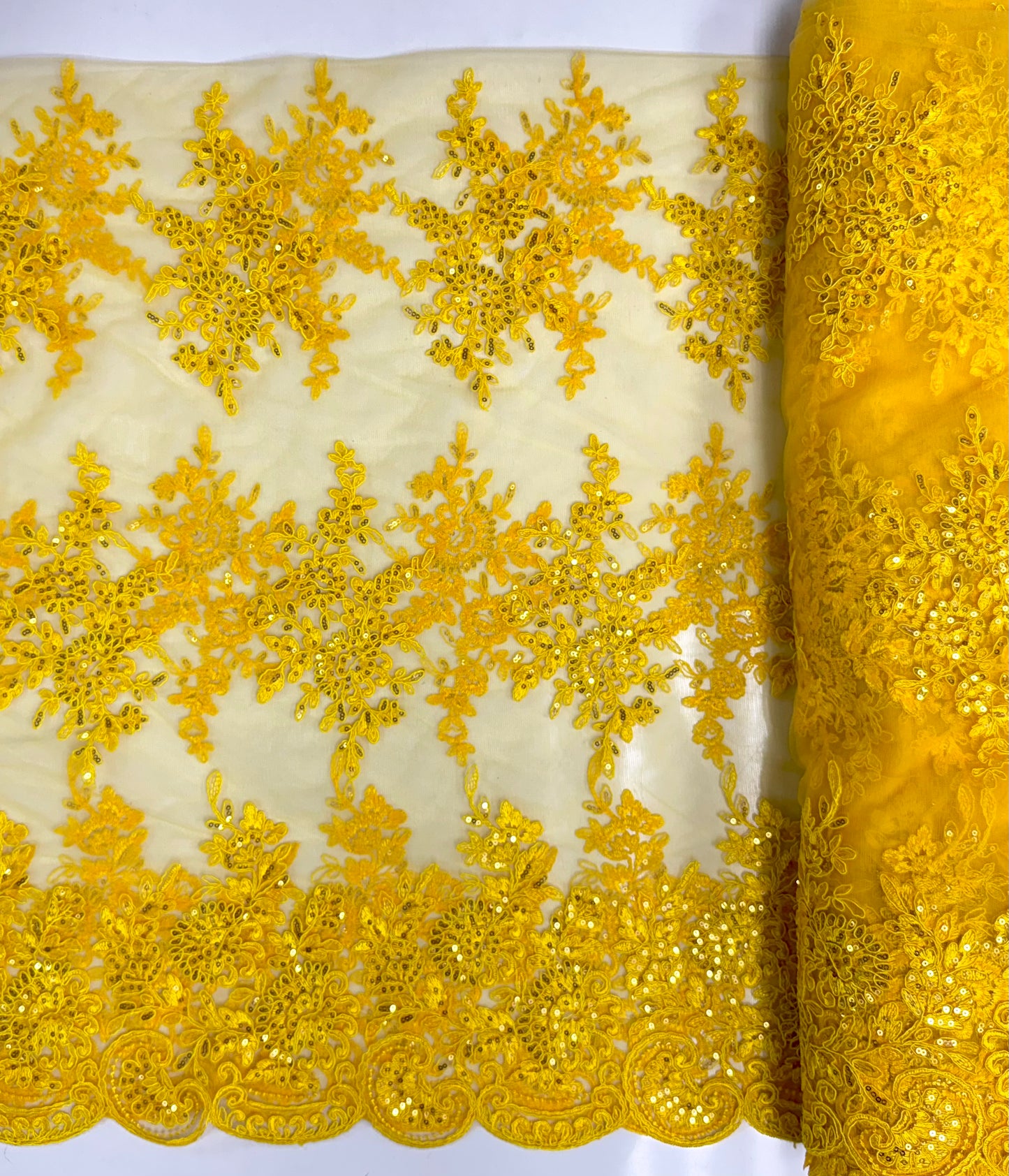 Embroidered Tulle - Yellow